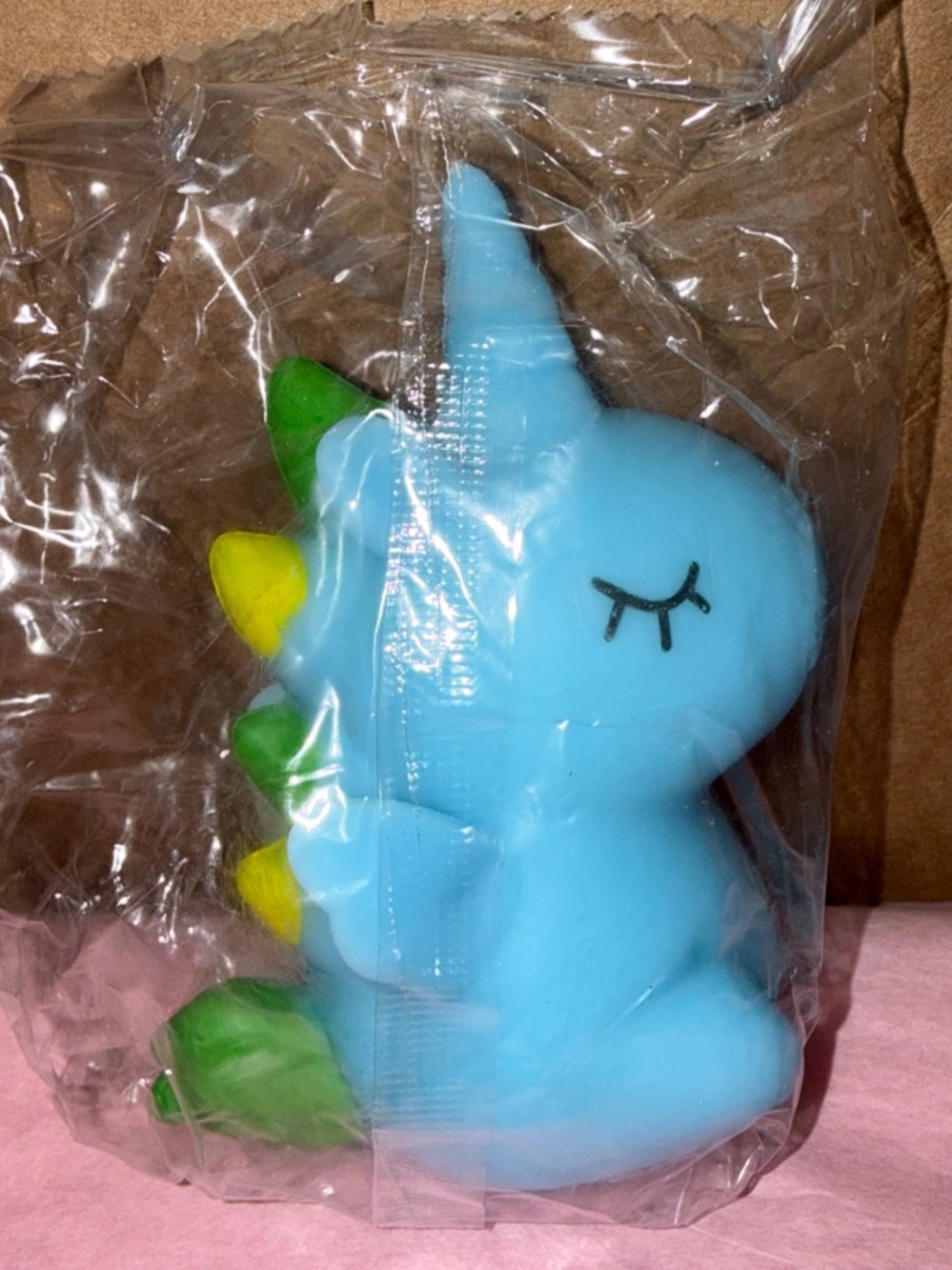 Blue Unicorn Squishy Toy - Yellow & Green Mane